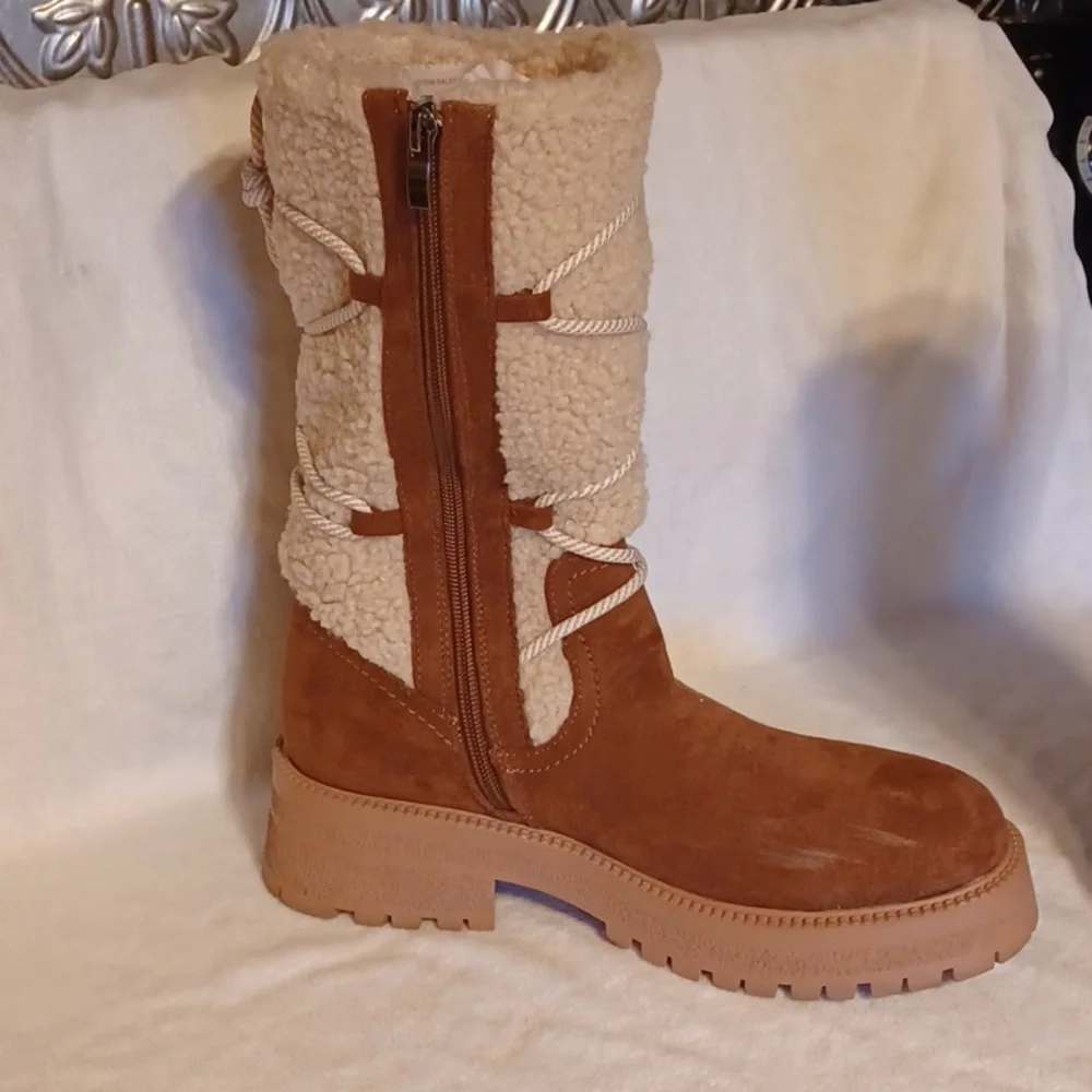 Cozy Tan Shearling Boots LifeStride Sarataga Cold Weather Snow Boots Size 40